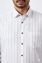 Flax Linan cotton Bold line Print Men Shirt