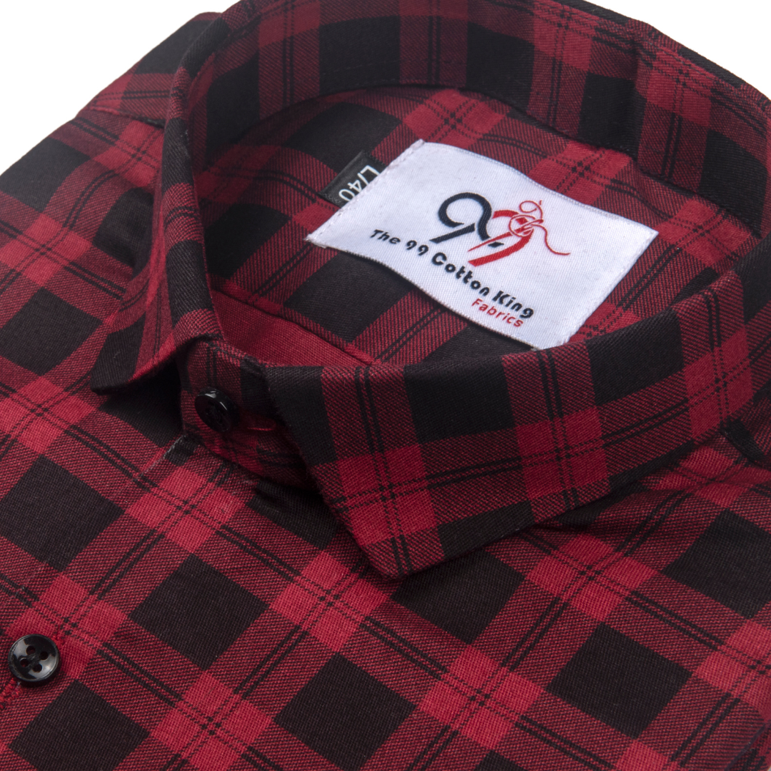 Pure Cotton Red Checks Shirt for Men