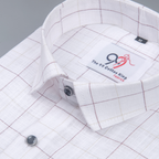 Flax Linan Cotton Checks Creem Colour Men Shirt