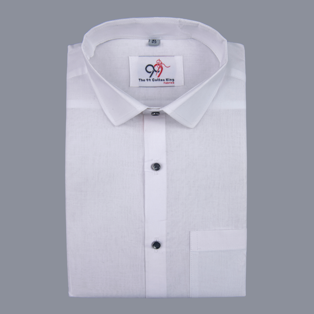 Cotton Classic Plain White Men Shirt