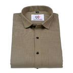 Premium Linen Slub Mehndi Color Plain Shirt - Full Sleeves