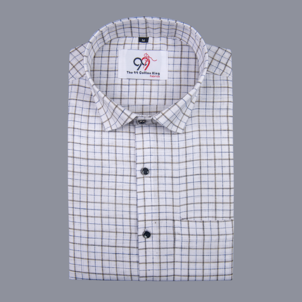 Pure Cotton 100% Brown Check Men Shirt