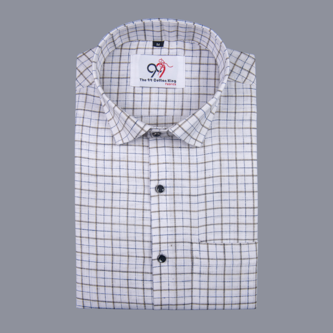 Pure Cotton 100% Brown Check Men Shirt