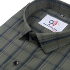 Premium Mehndi Green Color Classic Grid Check Men Shirt