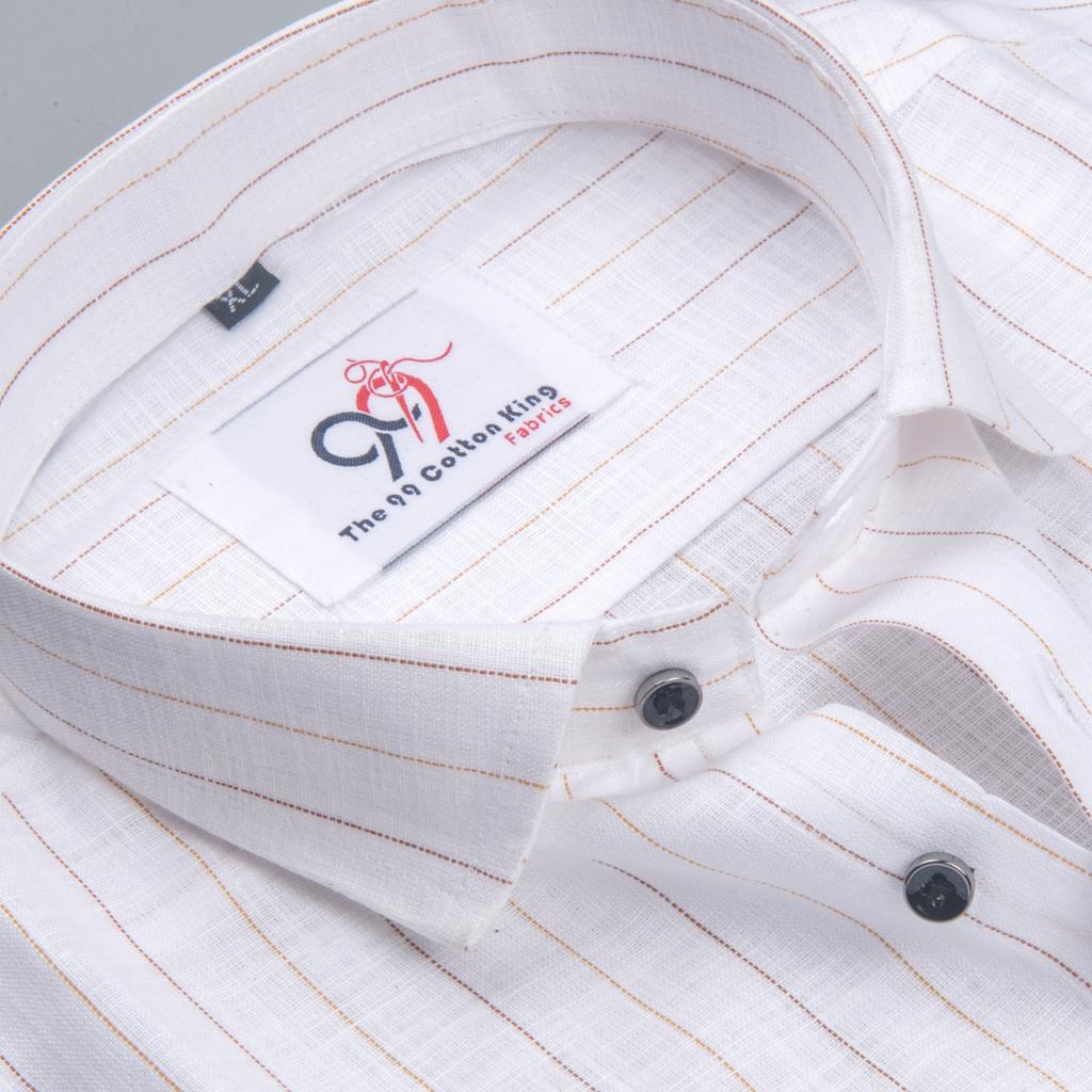 Flax Linan Cotton Midiam Line Gold Colour Men Shirt