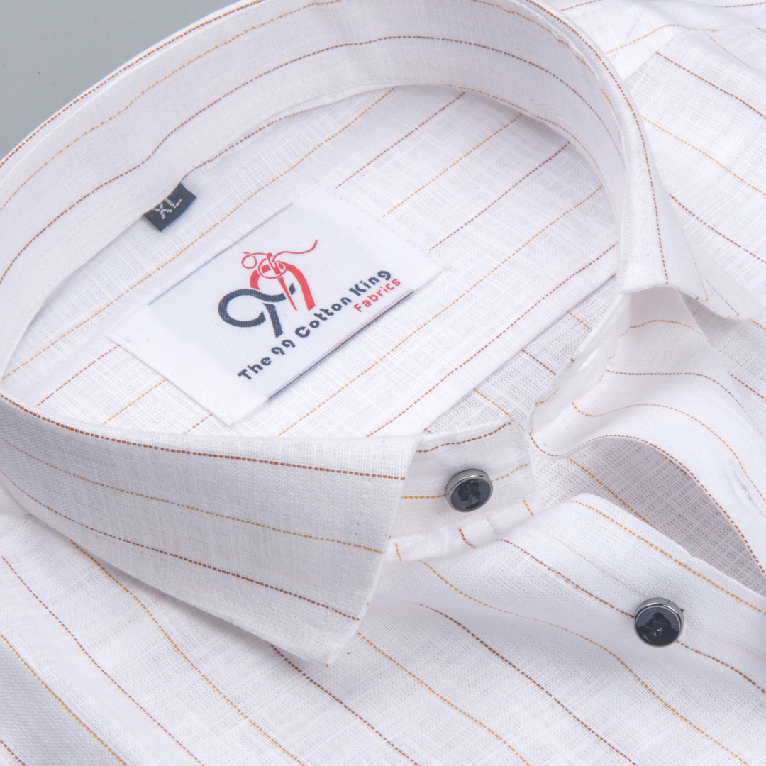 Flax Linan Cotton Midiam Line Gold Colour Men Shirt
