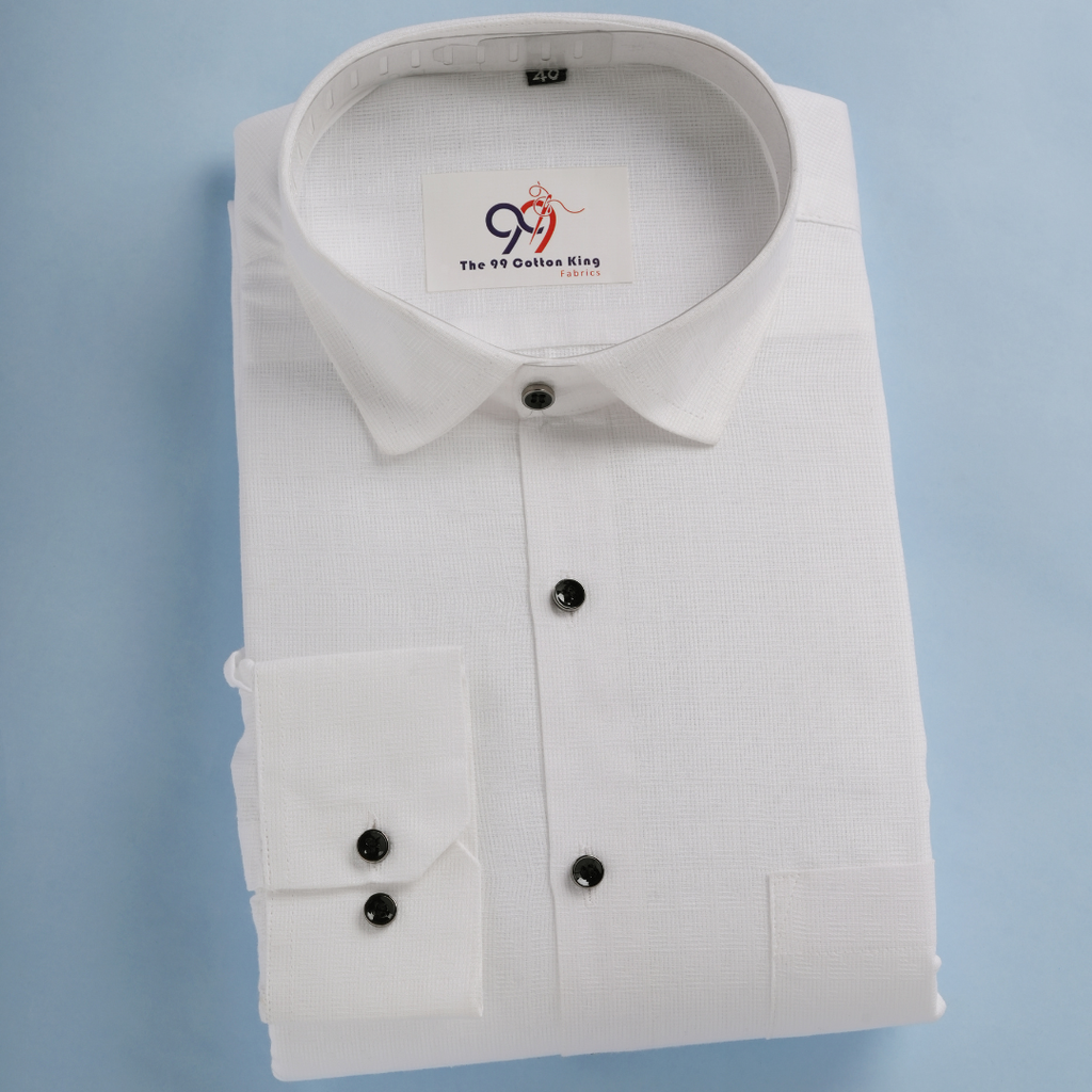 Jut Cotton White Doted Plain shirt