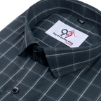 Premium Gray Color Classic Grid Check Men Shirt