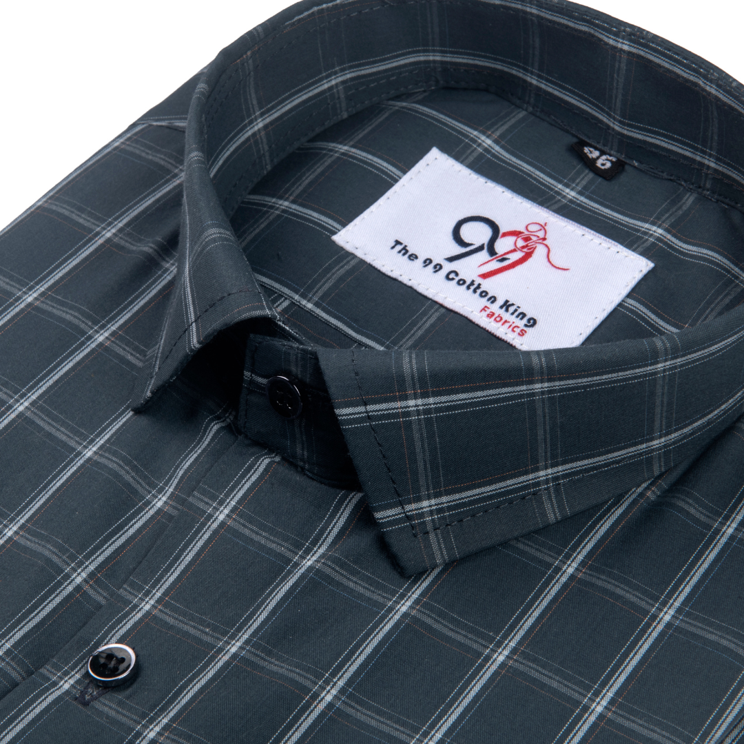 Premium Gray Color Classic Grid Check Men Shirt