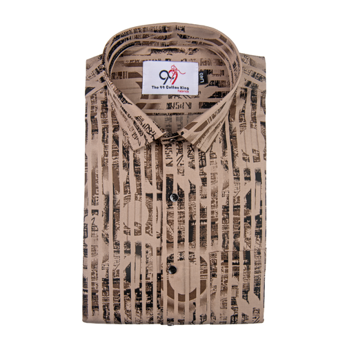 Cotton Chandan Color Lining Brush Stroke Print Men Shirt