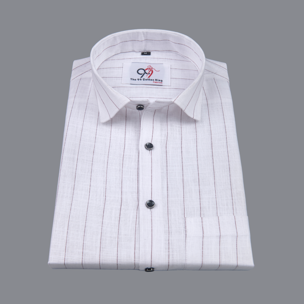 Flax Linan Cotton Midiam Line Brown Colour Men Shirt
