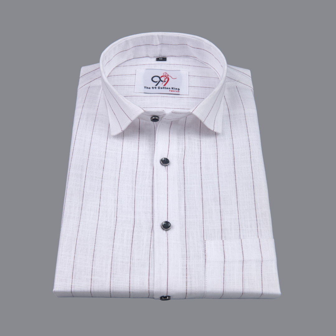 Flax Linan Cotton Midiam Line Brown Colour Men Shirt