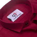 Premium Linen Slub Red Color Plain Shirt - Full Sleeves