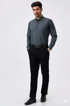 Premium Gray Color Classic Grid Check Men Shirt