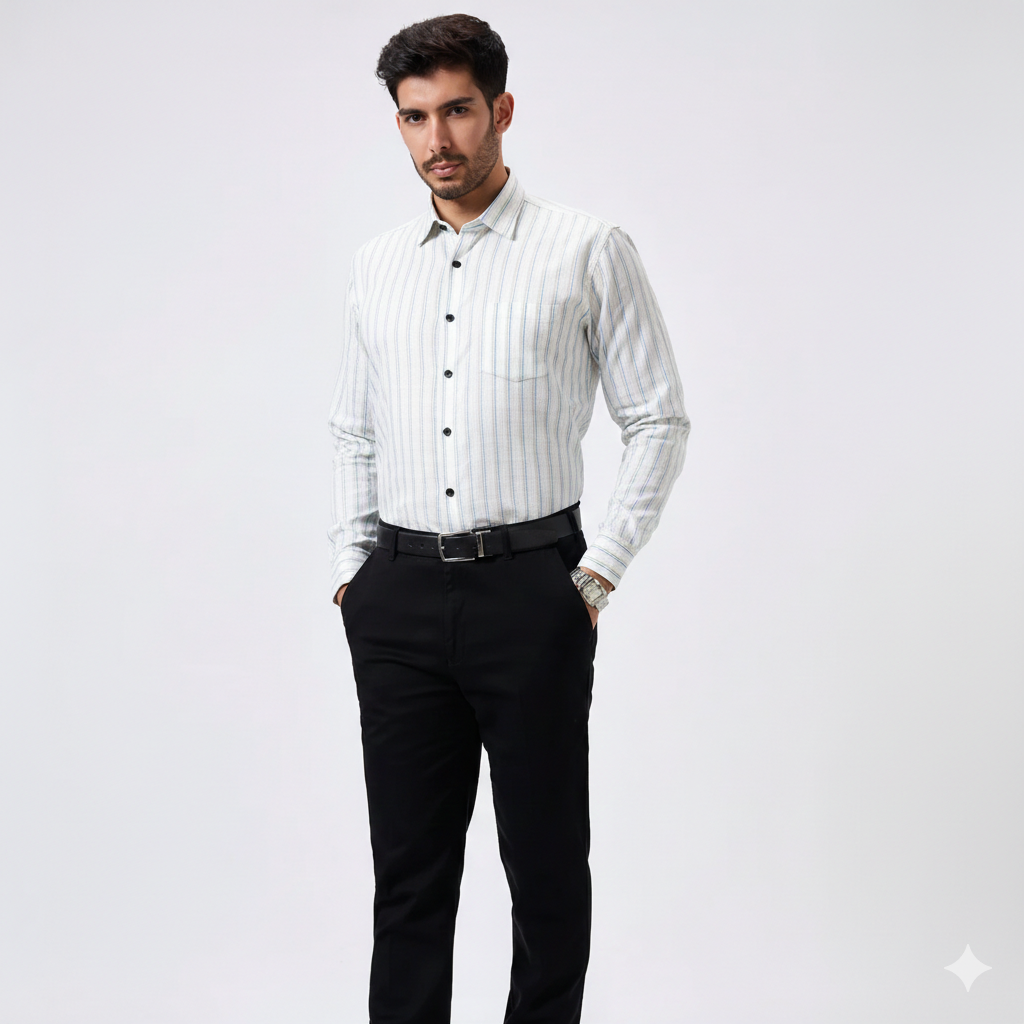 Plax Linen Cotton Sky Lining Shirt