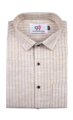 Flax Cotton Linen Striped Chandan Color