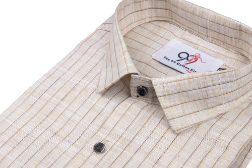 Flax Cotton Linen Striped Chandan Color