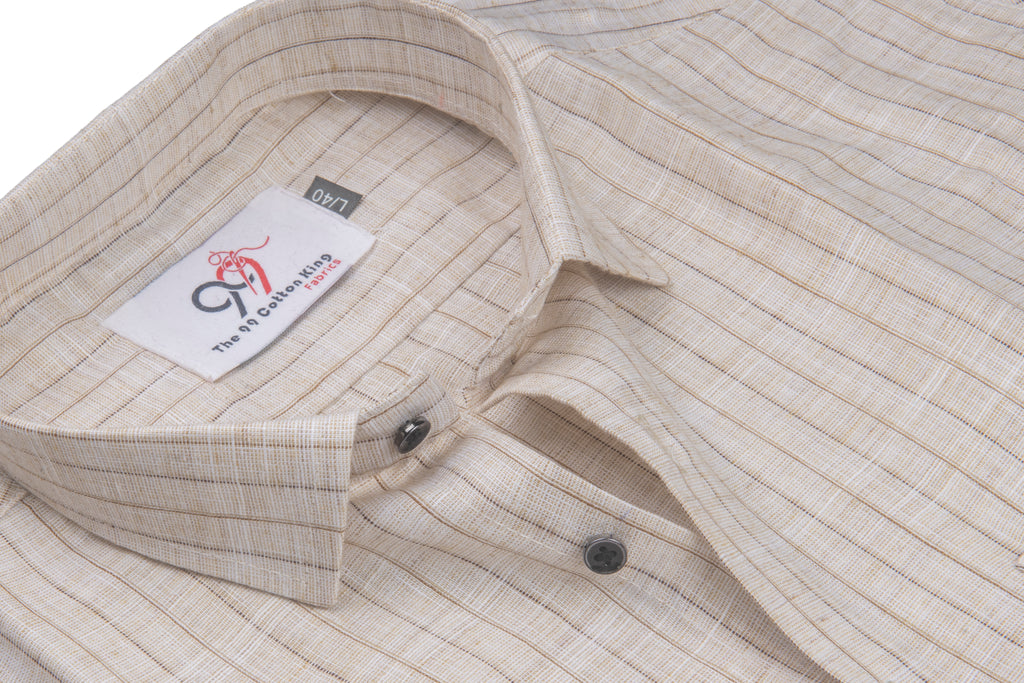 Flax Cotton Linen Striped Chandan Color