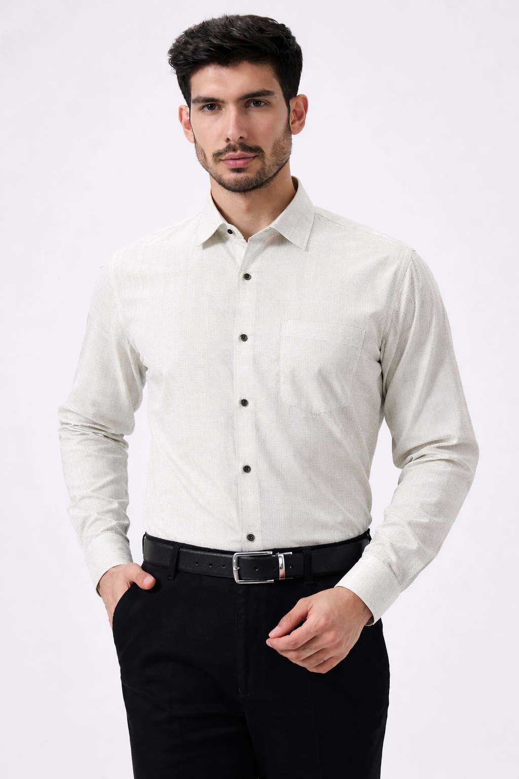 Cotton Slik Light Gray Colour Men Shirt
