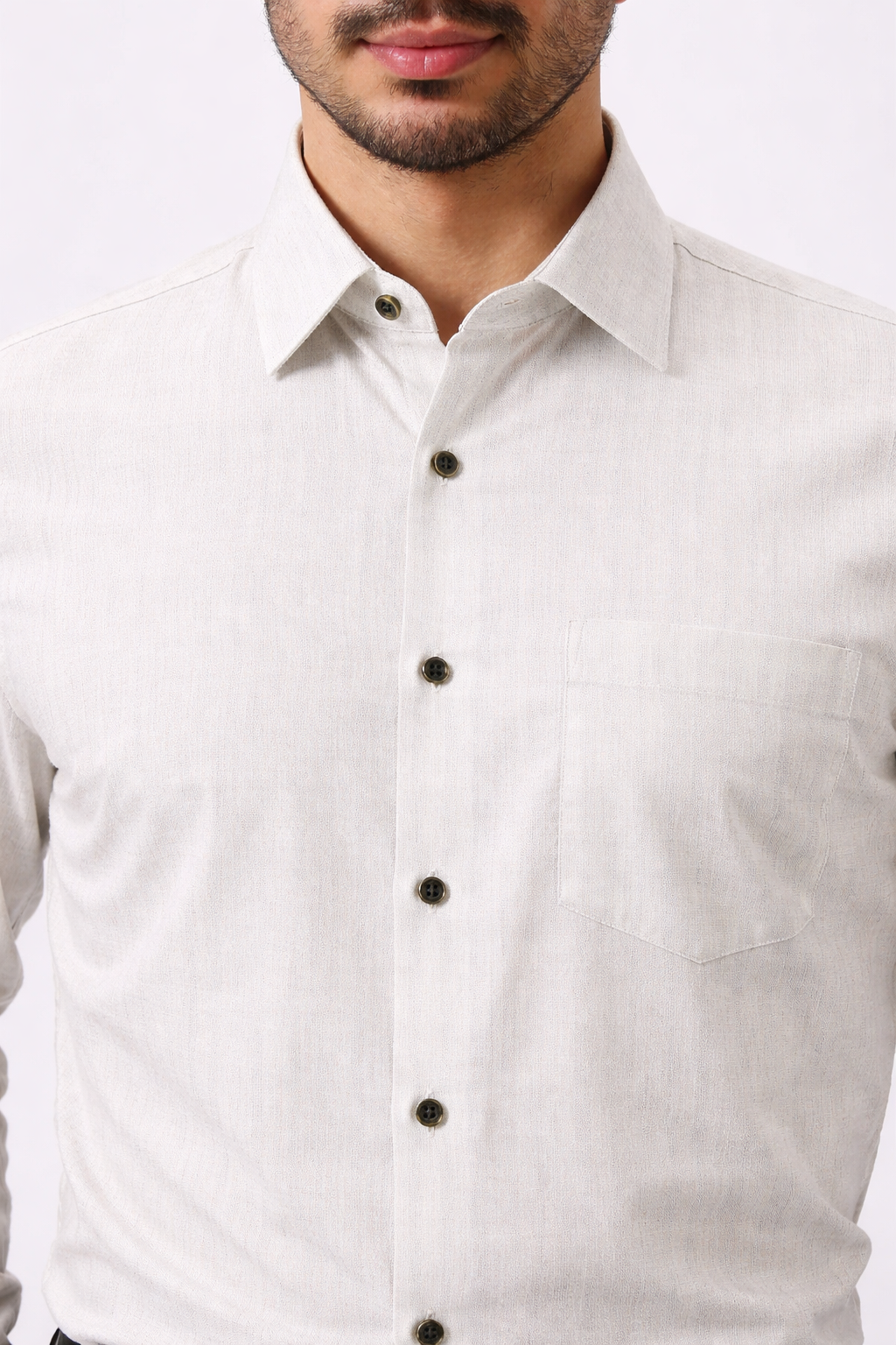 Cotton Slik Light Gray Colour Men Shirt