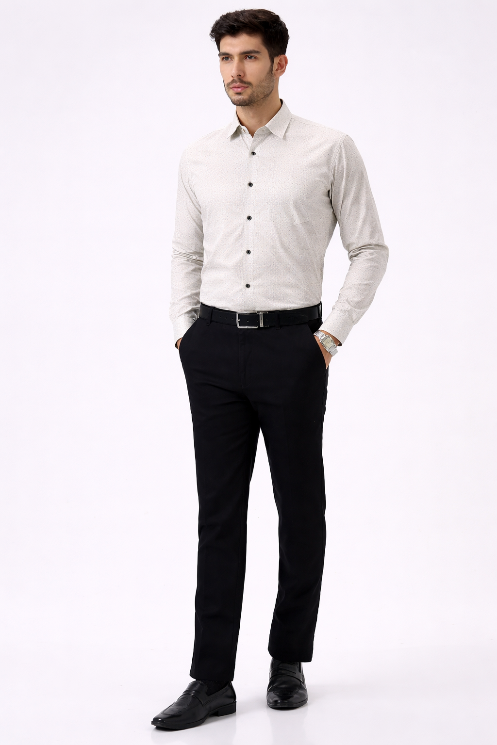 Cotton Slik Light Gray Colour Men Shirt