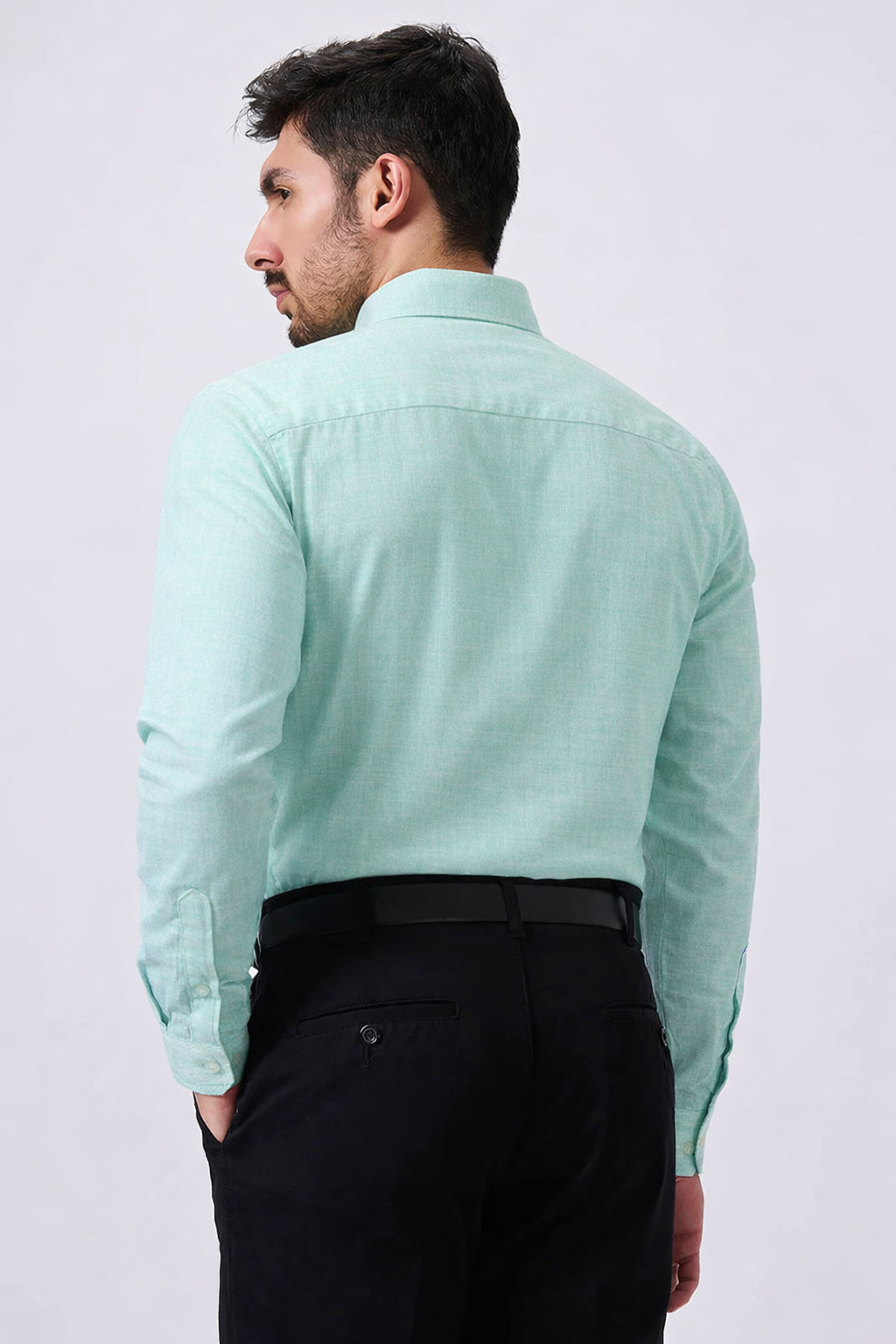 Premium Linen Slub Gray Color Plain Shirt - Full Sleeves