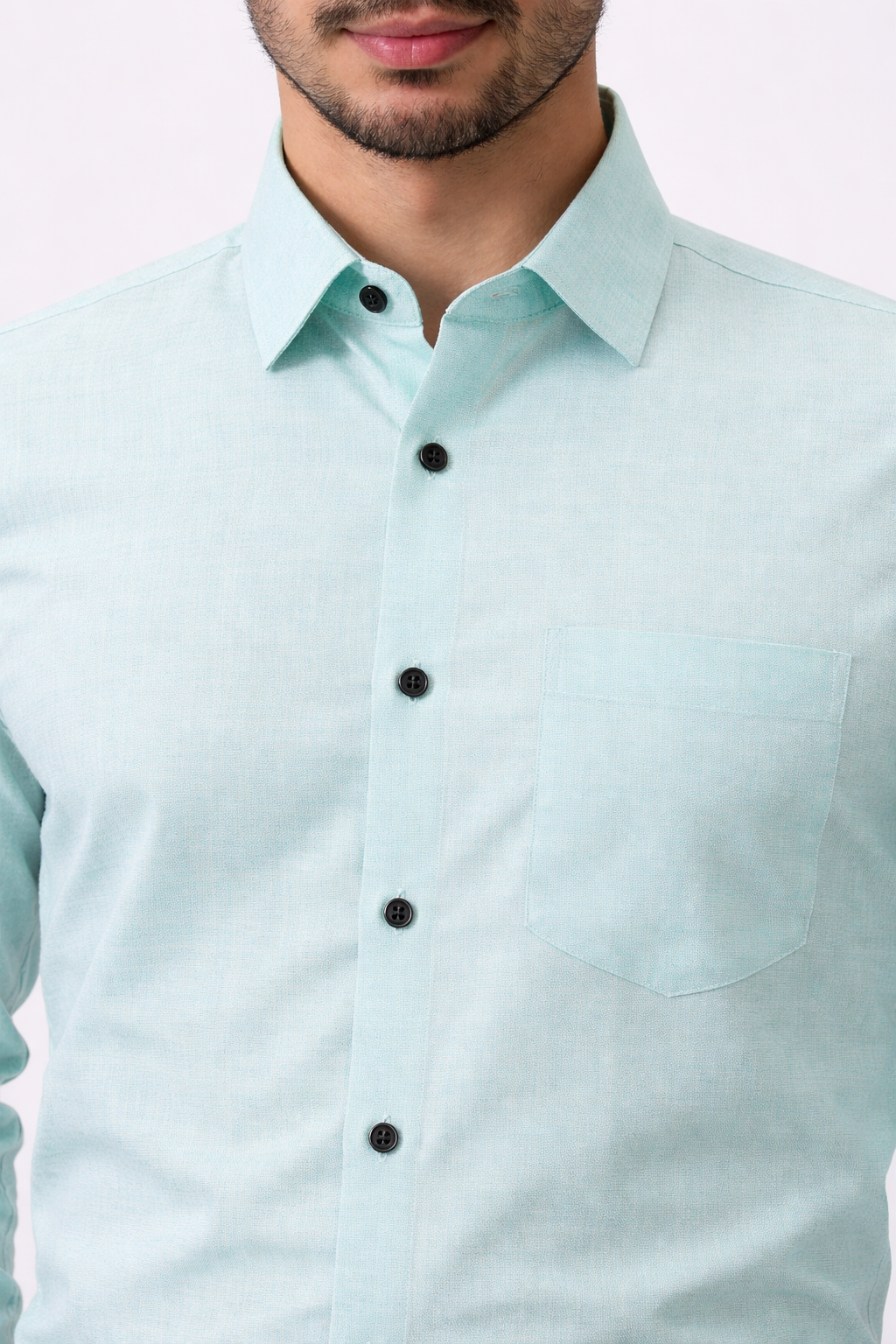 Premium Linen Slub Gray Color Plain Shirt - Full Sleeves