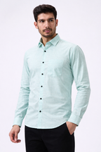 Premium Linen Slub Gray Color Plain Shirt - Full Sleeves