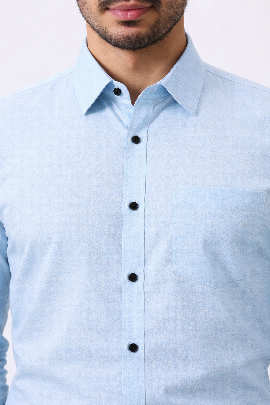 Premium Linen Slub Gray Color Plain Shirt - Full Sleeves