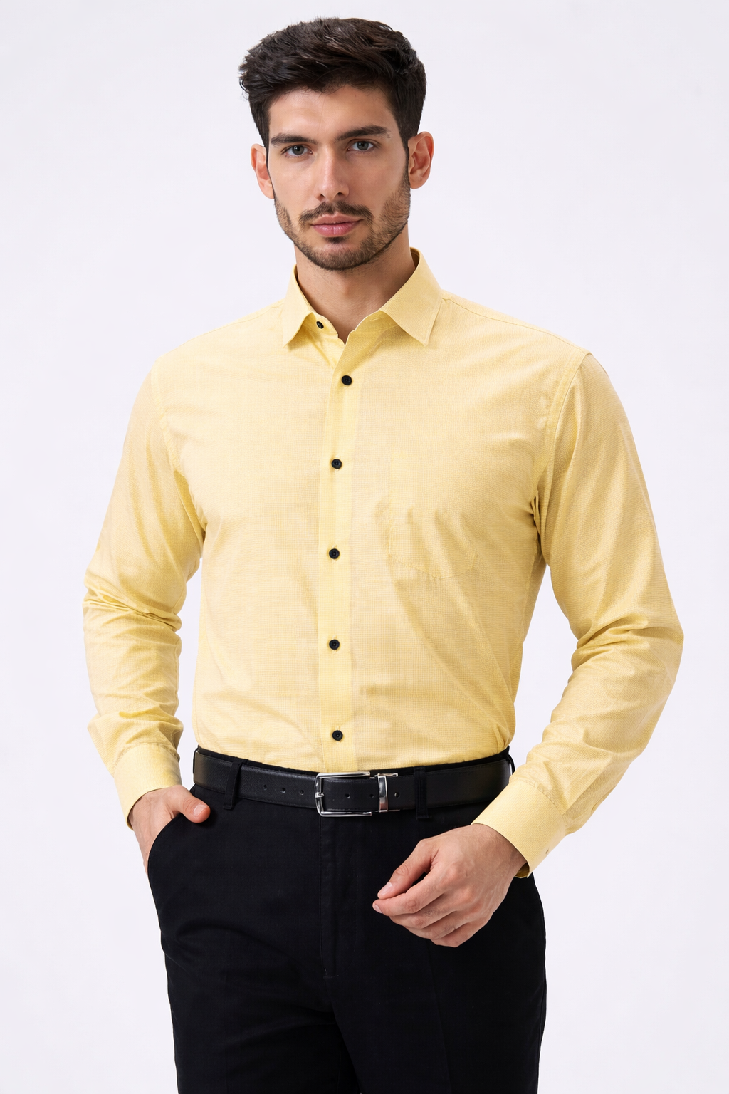 Cotton Slik Yellow Colour Men Shirt