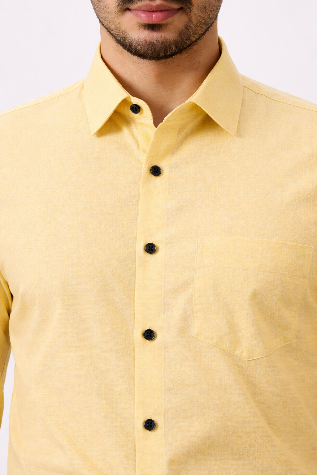 Cotton Slik Yellow Colour Men Shirt