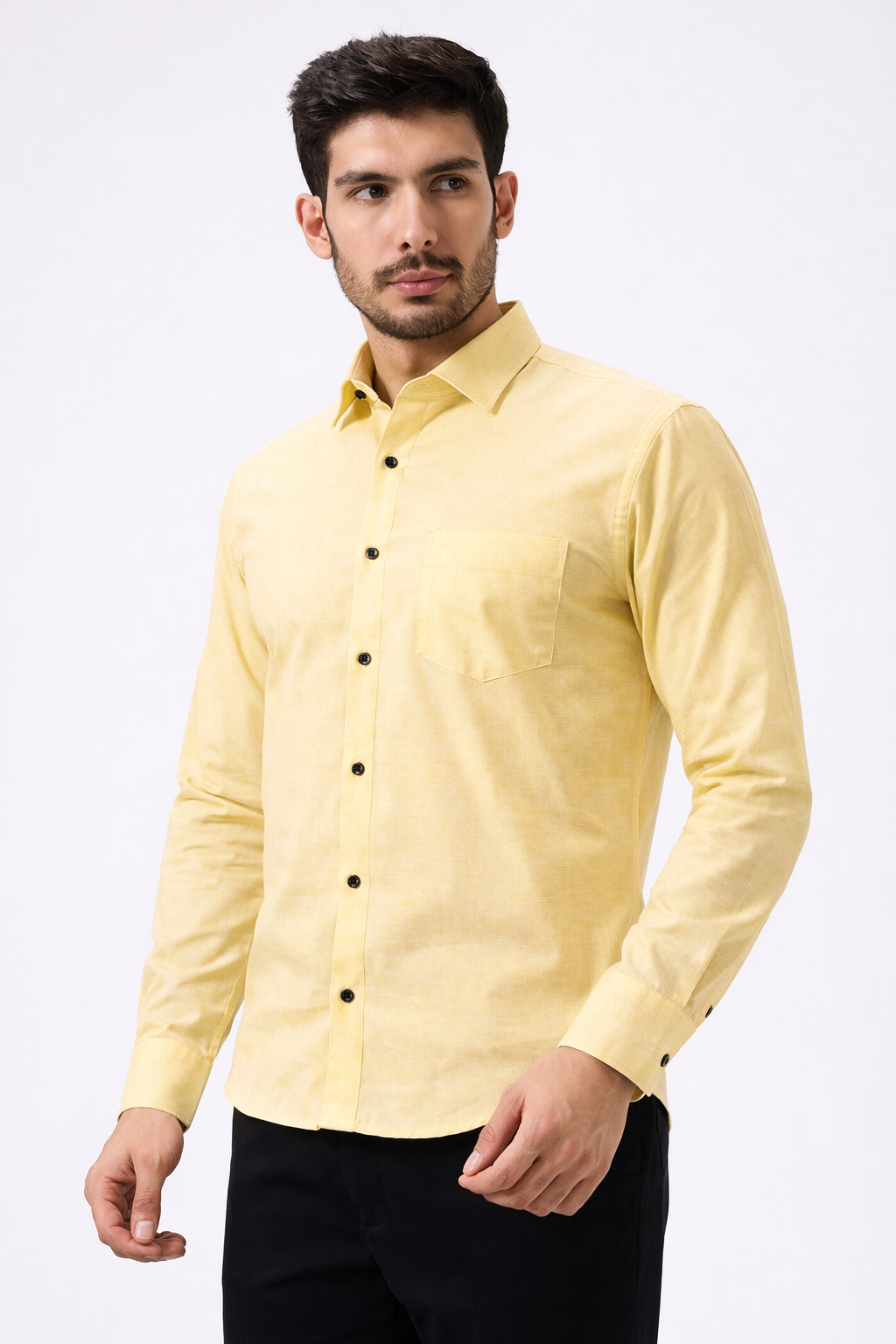 Cotton Slik Yellow Colour Men Shirt