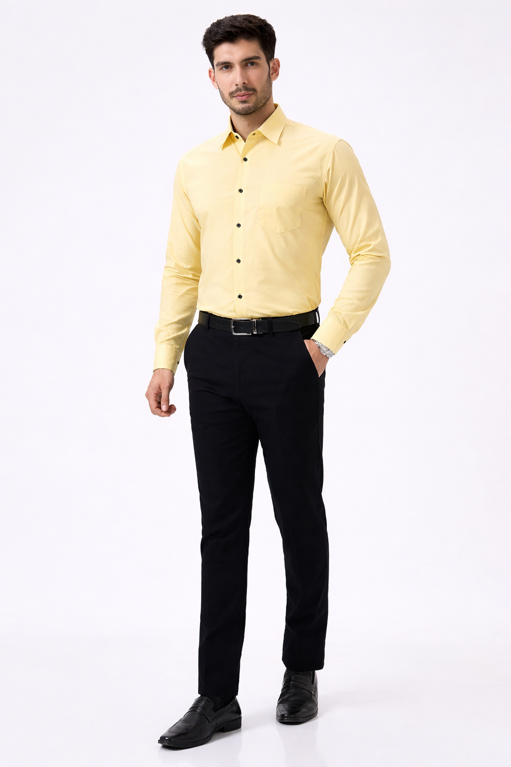Cotton Slik Yellow Colour Men Shirt