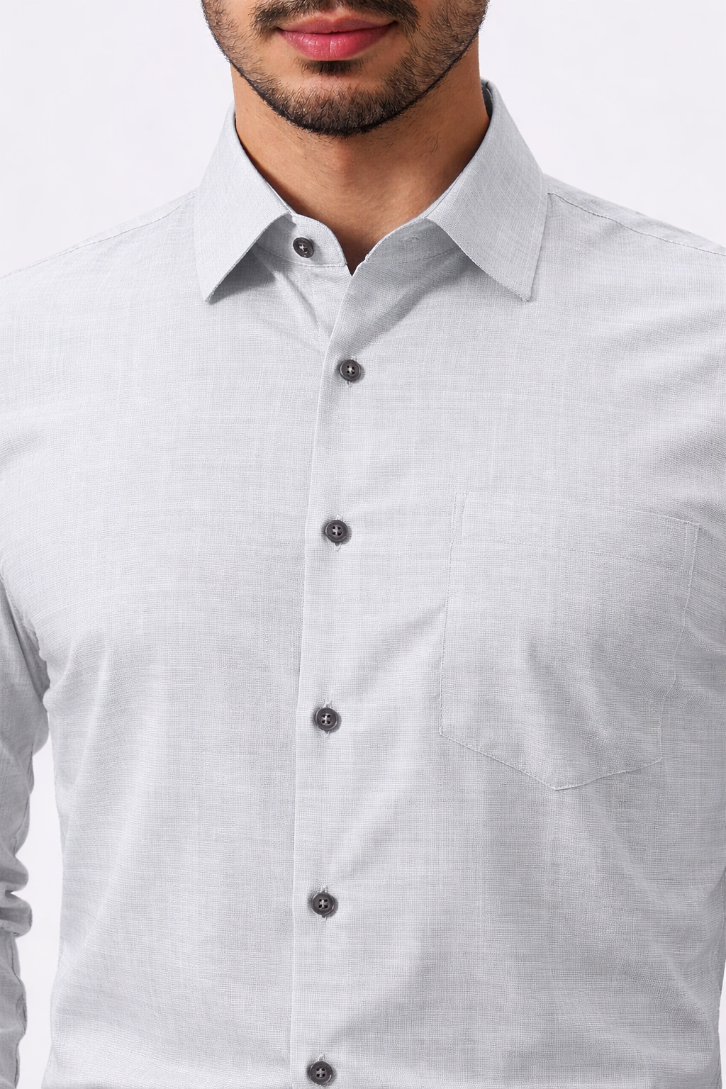 Cotton Slik Light Gray Colour Men Shirt