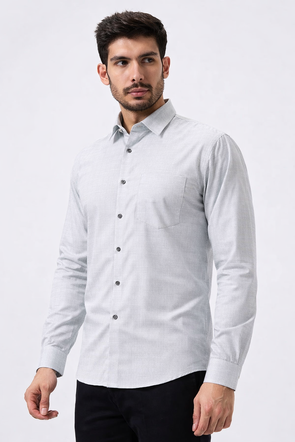 Cotton Slik Light Gray Colour Men Shirt