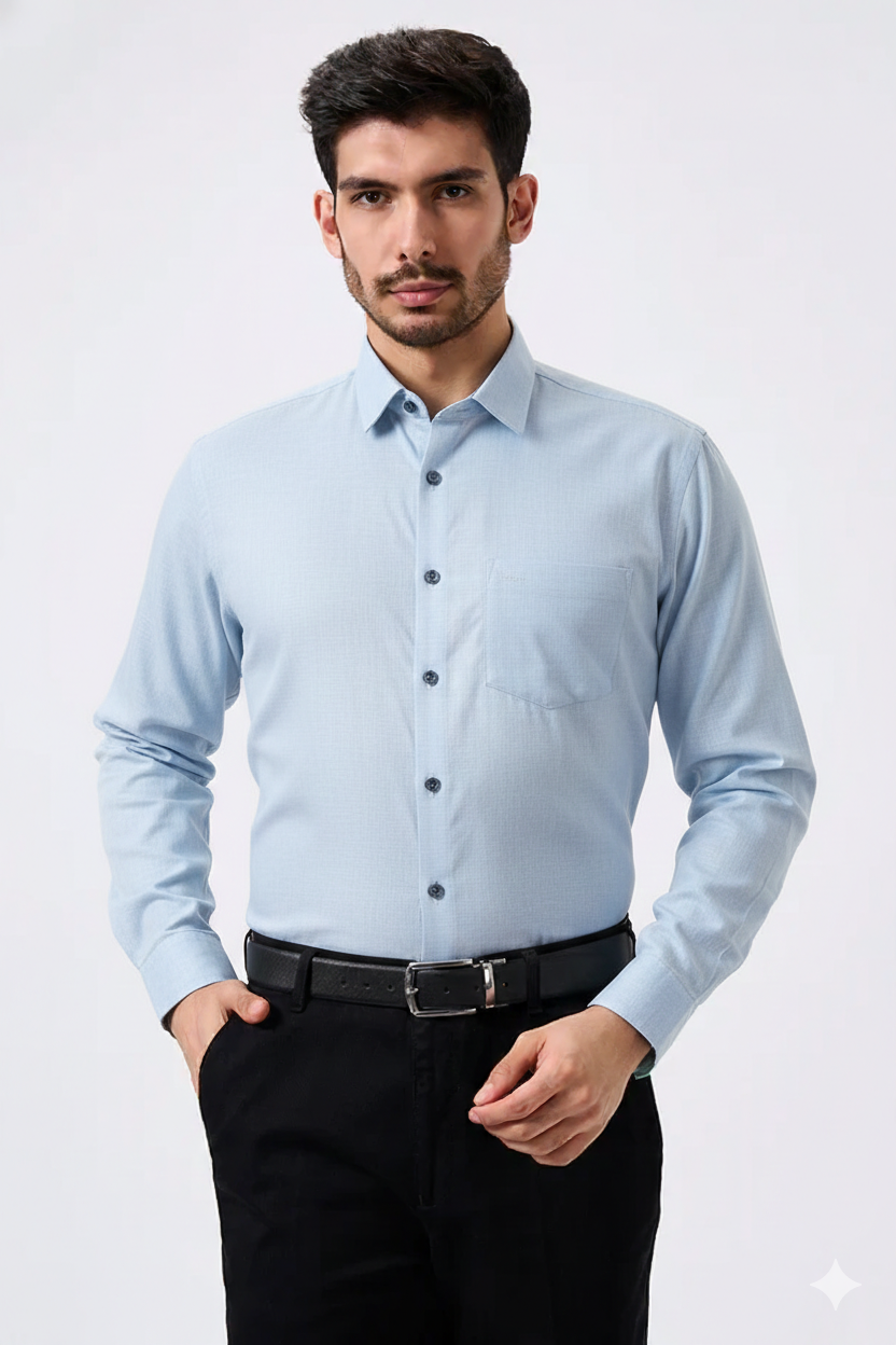 Premium Linen Slub Gray Color Plain Shirt - Full Sleeves