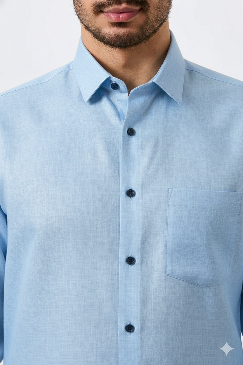 Premium Linen Slub Gray Color Plain Shirt - Full Sleeves