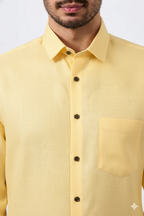 Premium Linen Slub Orange Color Plain Shirt - Full Sleeves