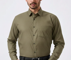 Premium Linen Slub Red Color Plain Shirt - Full Sleeves