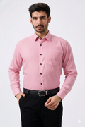 Premium Linen Slub Pink Color Plain Shirt - Full Sleeves