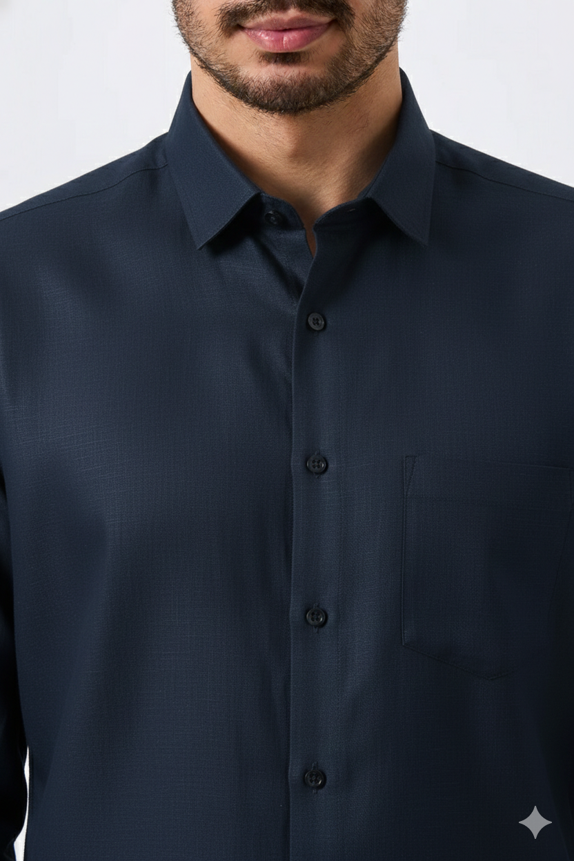 Premium Linen Slub Red Color Plain Shirt - Full Sleeves