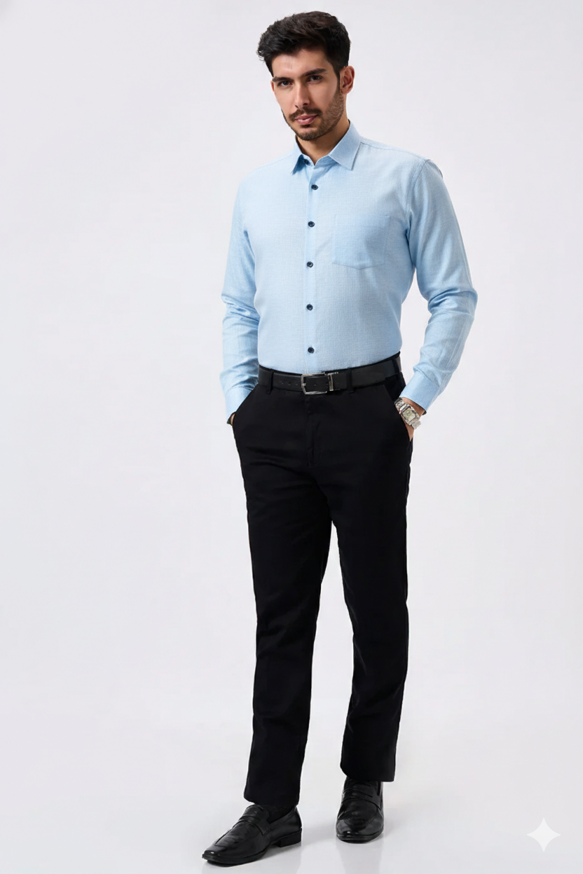 Premium Linen Slub Gray Color Plain Shirt - Full Sleeves