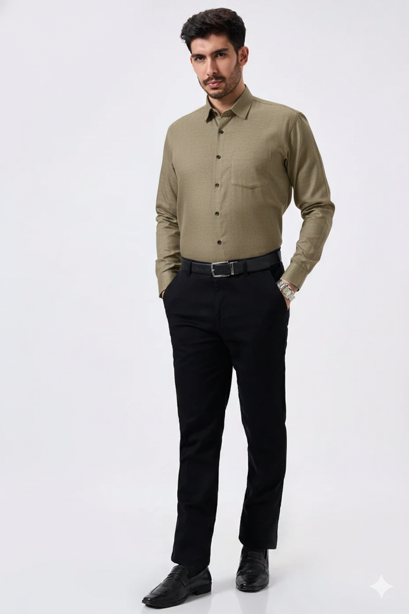 Premium Linen Slub Red Color Plain Shirt - Full Sleeves