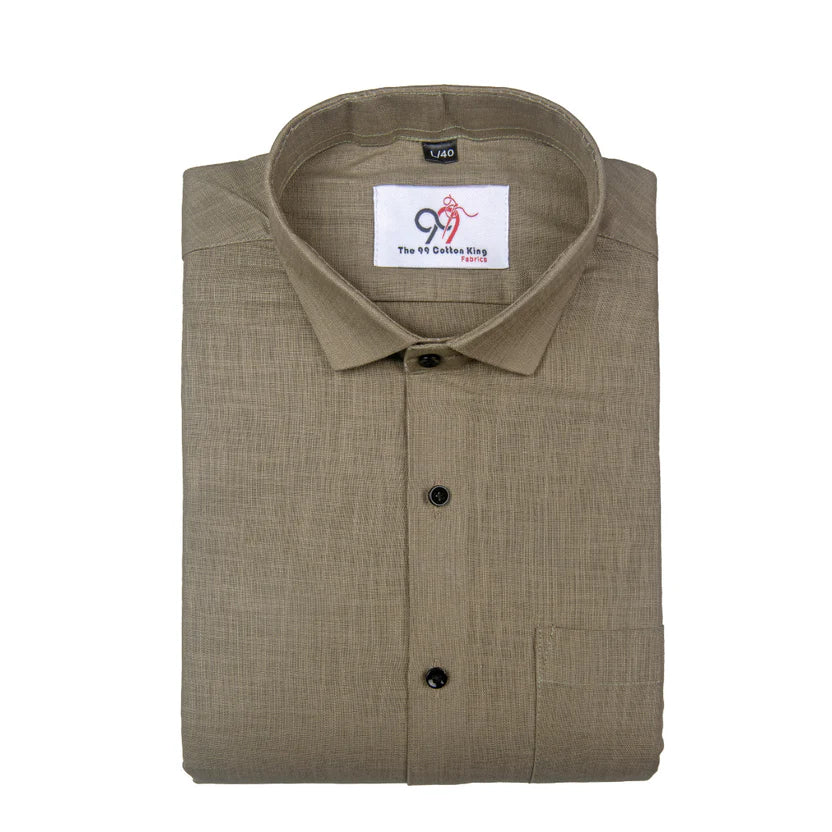 Premium Linen Slub Red Color Plain Shirt - Full Sleeves