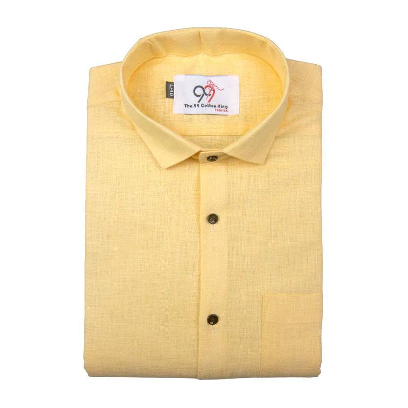 Cotton Slik Yellow Colour Men Shirt
