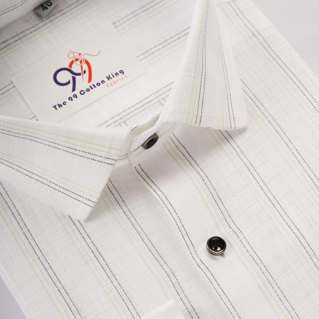 Plax Linen Cotton Green Lining Shirt